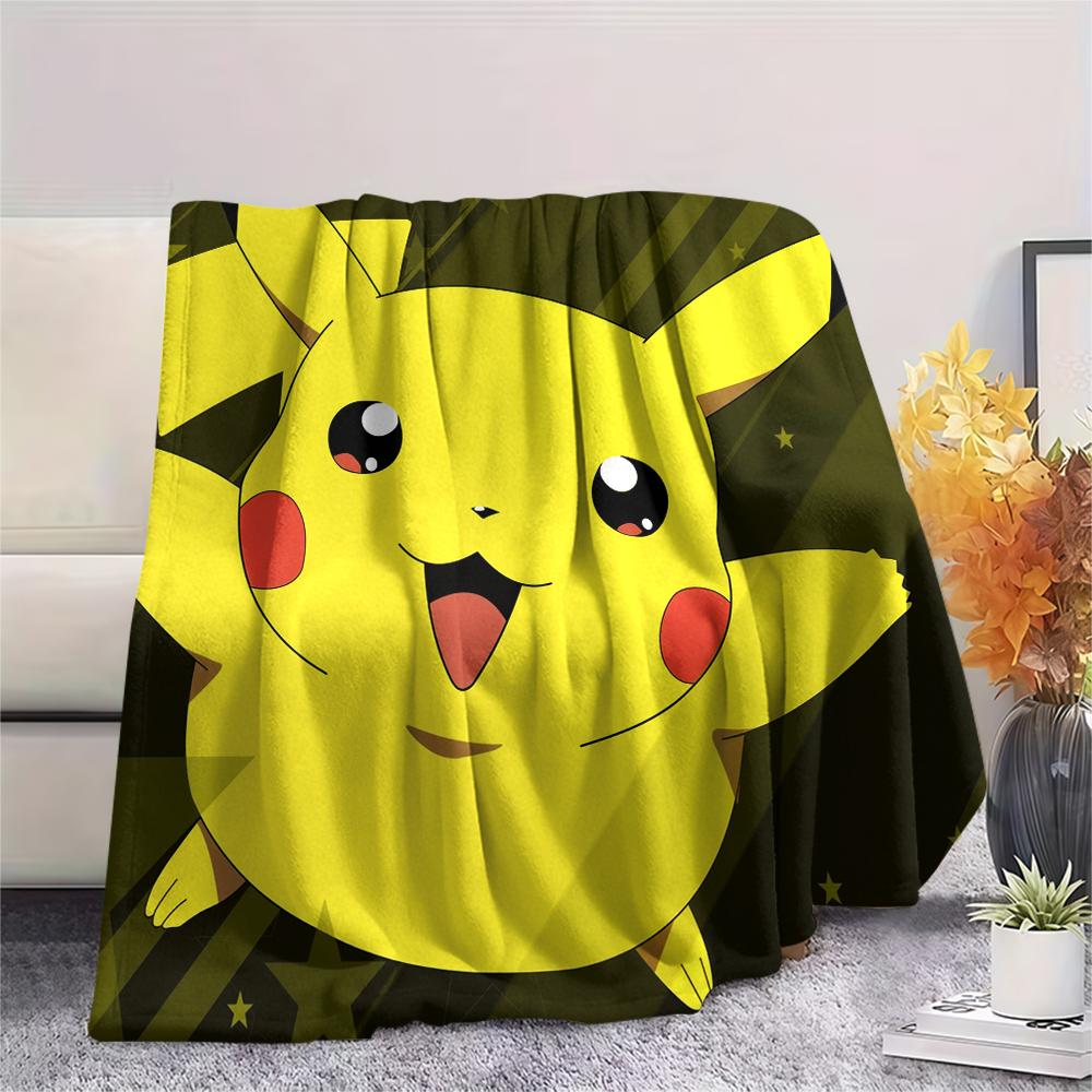 Cartoon Pikachu pattern Flannel Blanket, High quality Comfortable for All Seasons, Home Decor, Warmth and Comfort, Perfect for Gifts.