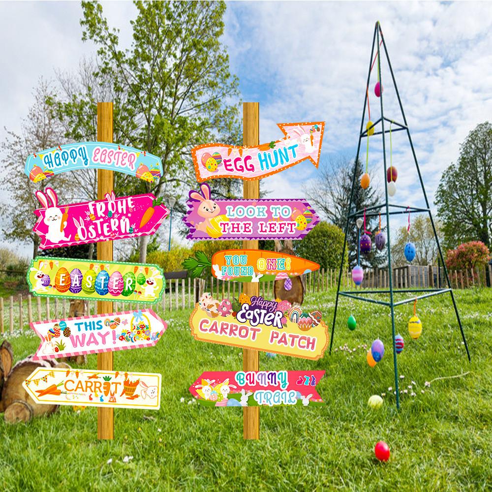 Rabbit Radish Easter Lawn Paper Road Sign For Daily Party Decorative Supplies