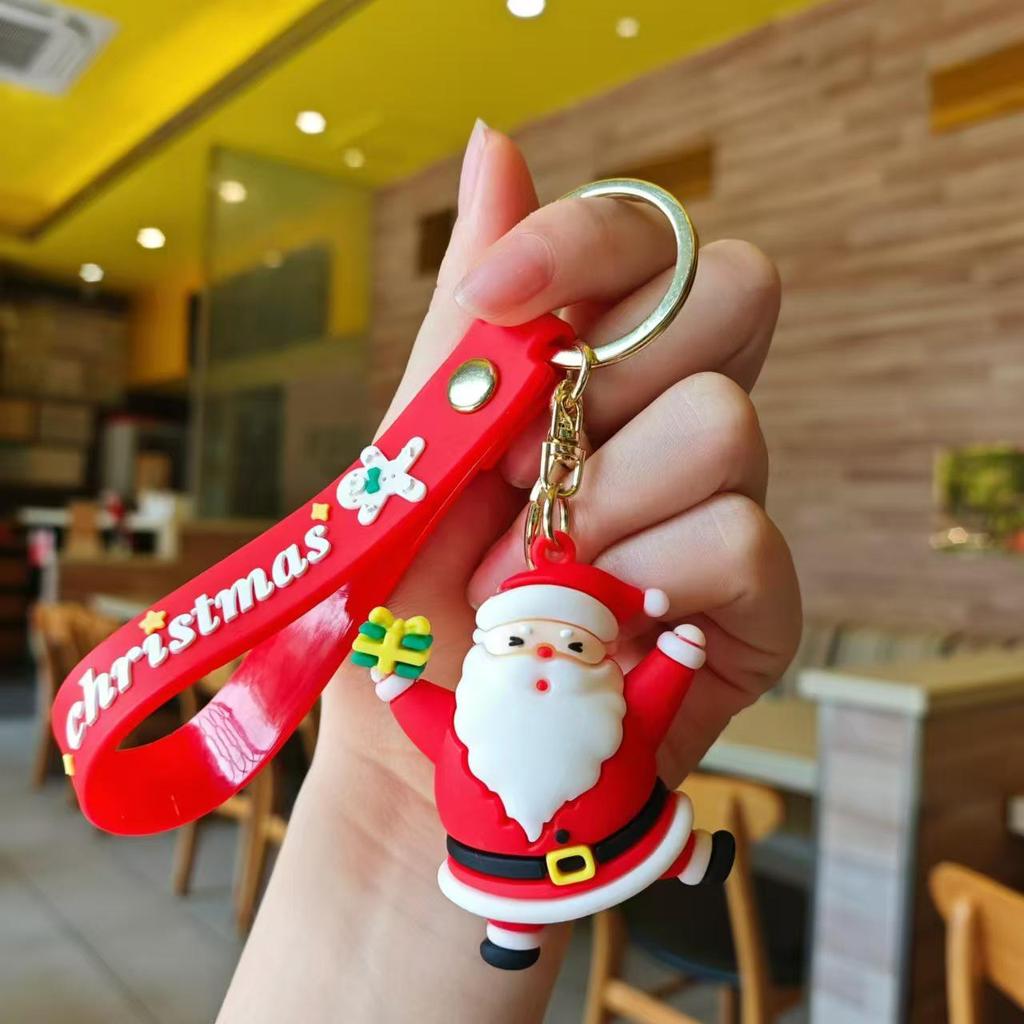 Niedlicher Cartoon Weihnachts Schneemann Gummi Schlüsselanhänger - Weicher Anhänger für Schlüssel oder Taschen