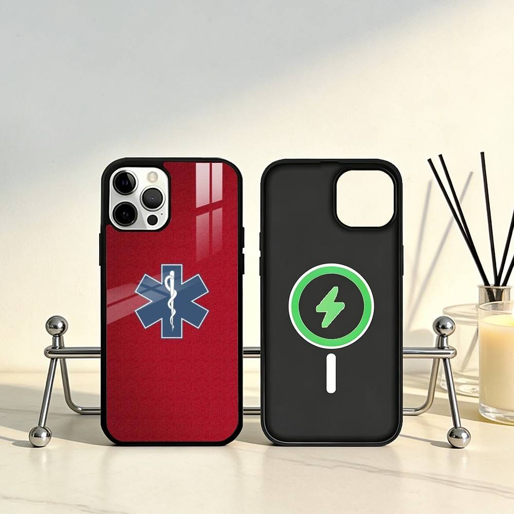 EMT EMS Ambulance LOGO Phone Case For iPhone17,16,15,14,13,12,11 Plus,Pro Max Magnetic For Magsafe Wireless Charging