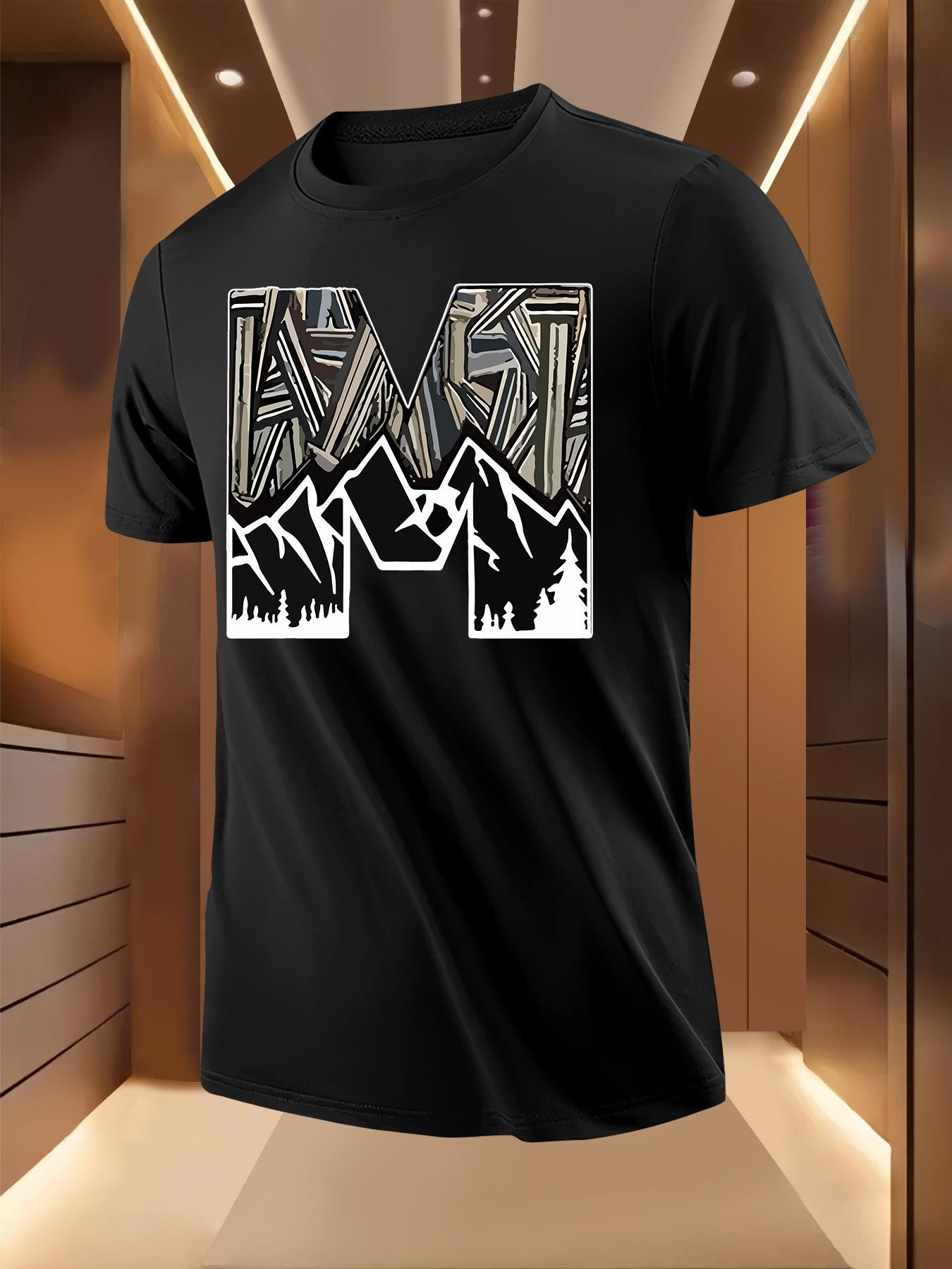 Graphic Tshirt - White Tee with Bold M Letter Print - Lig... XXL