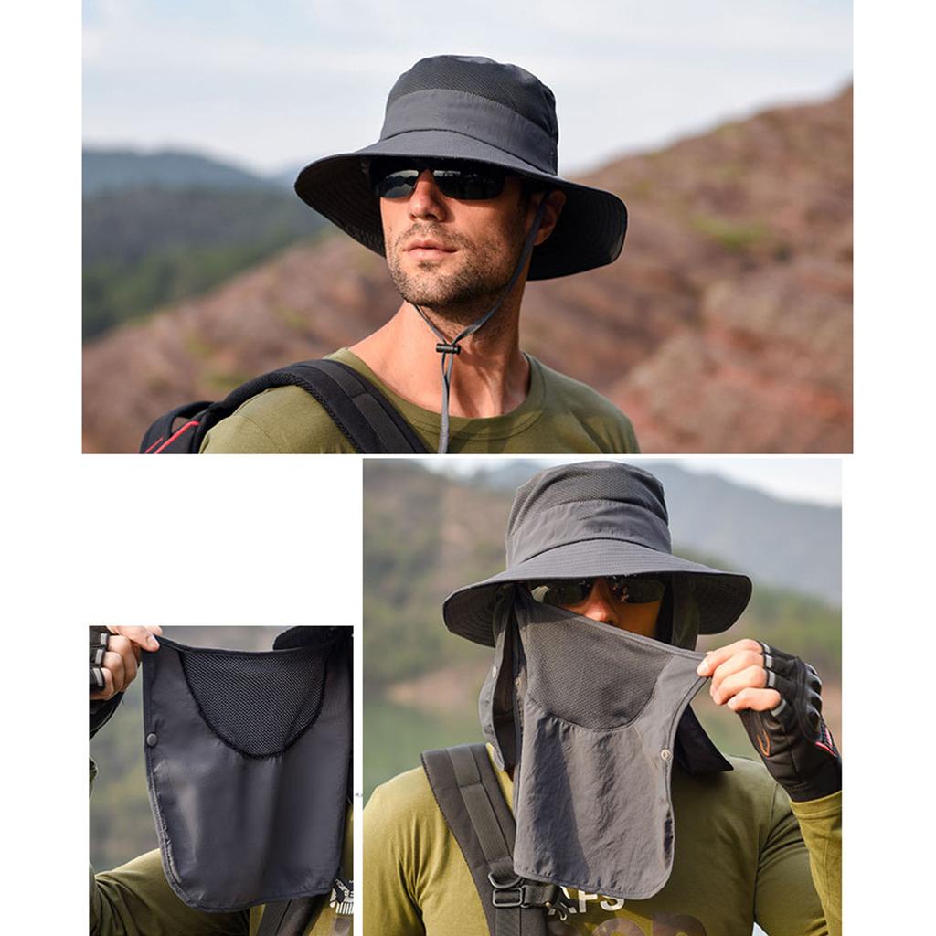 Sombrero de pesca con protección UV para hombres y mujeres, protección solar de verano al aire libre, sombrero de ala ancha impermeable