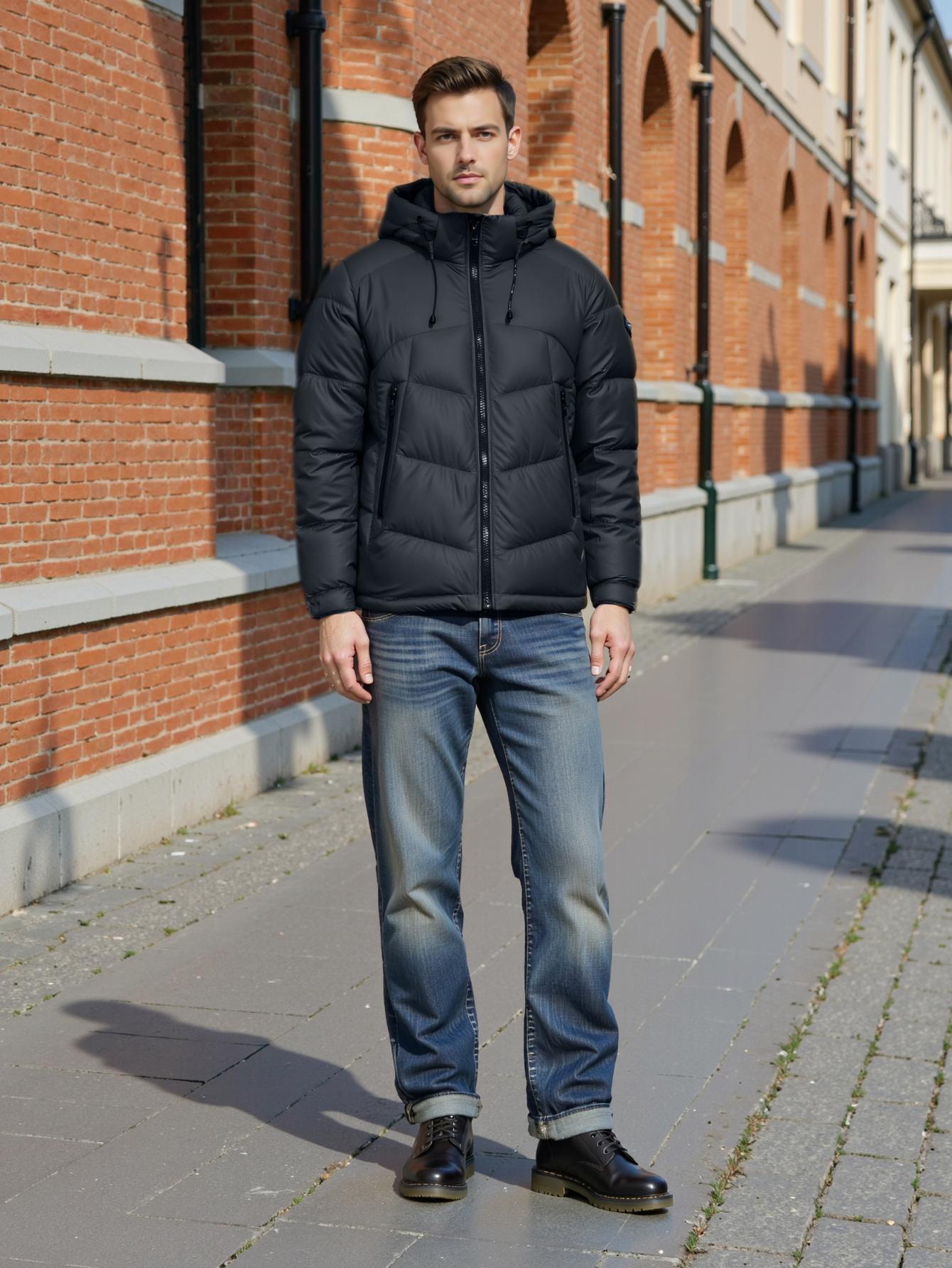 

Cinemore 2025 Winter Coat Men s Down Jacket with Pockets, Warm, Drawstring, Hooded, Short Parka Men s 8006 5XL синий