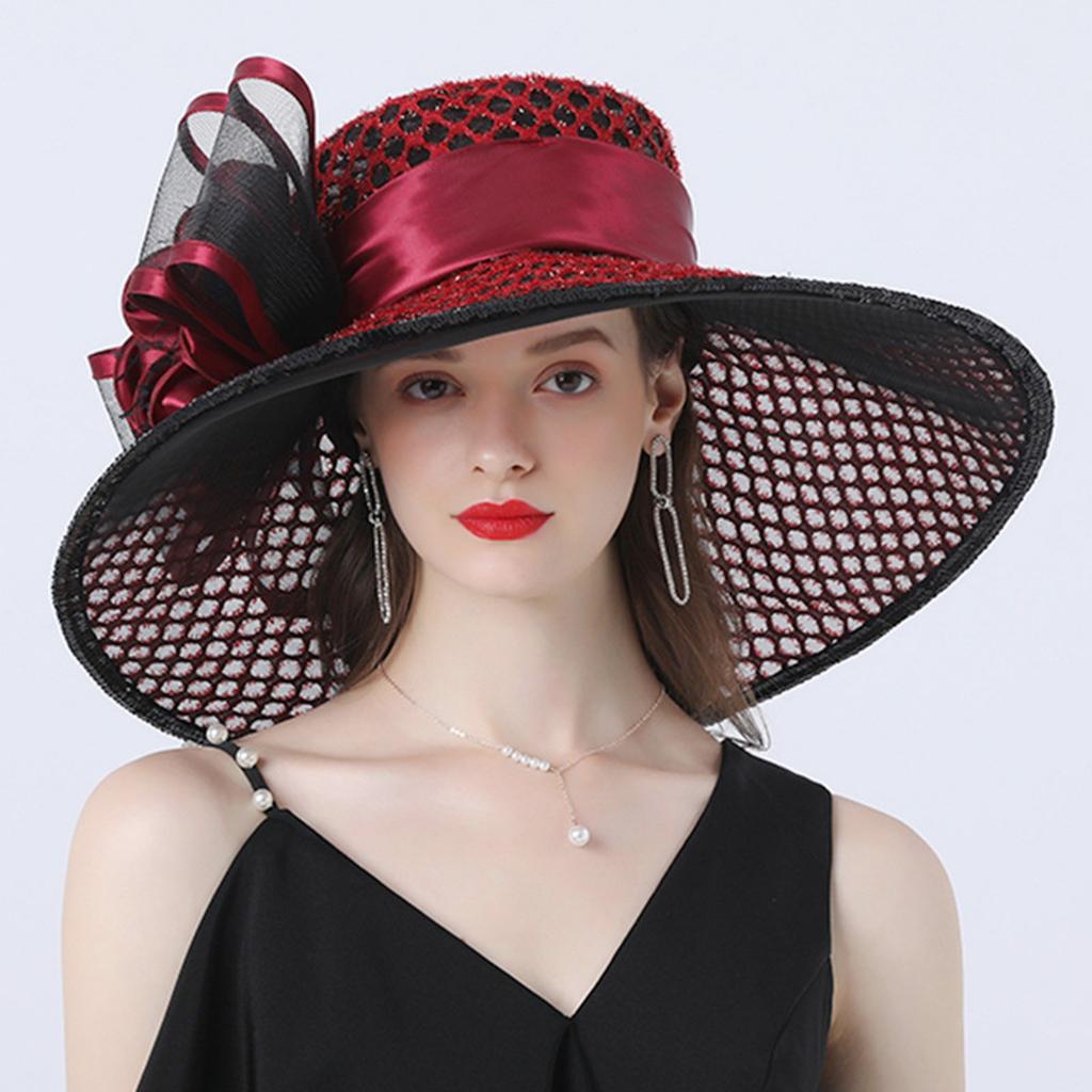 Wide Brim Phrase Women Church Hat Wide Brim Sun Hats For Wedding Tea Party Fascinator Hat Use Beach Cap Tea Party Dress Cap