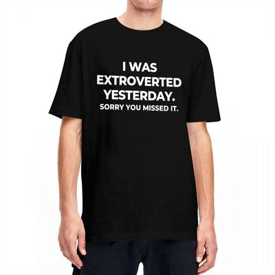 Vintage-T-Shirt mit Aufschrift „Introvertiert“ aus Baumwolle, lustige Sprüche, trendiges cooles T-Shirt für Herren, toller Sommer, lässige Kurzarm-Oberteile