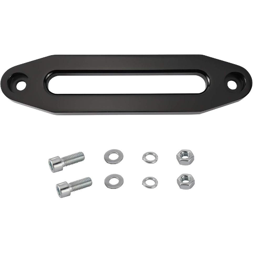 10" Billet Polished Aluminum Hawse Fairlead Load Capacity 8000-15000 LBs With Mounting Hardware For Synthetic Winch Rope (Black, 10")