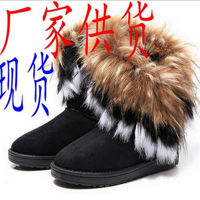 Anti-fox Fur Snow Boots Winter New Thickened Thermal Boots Women's Medium Tube Cotton Women's