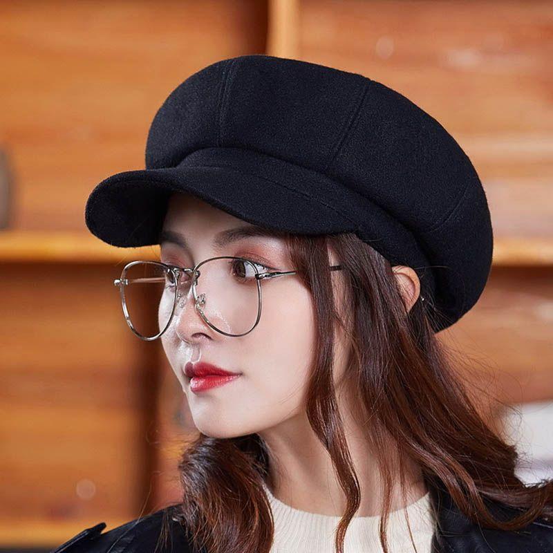 Chic And Stylish Women Vintage Solid Wool Gatsby Newsboy Octagonal Hat Cabbie Driver Cap