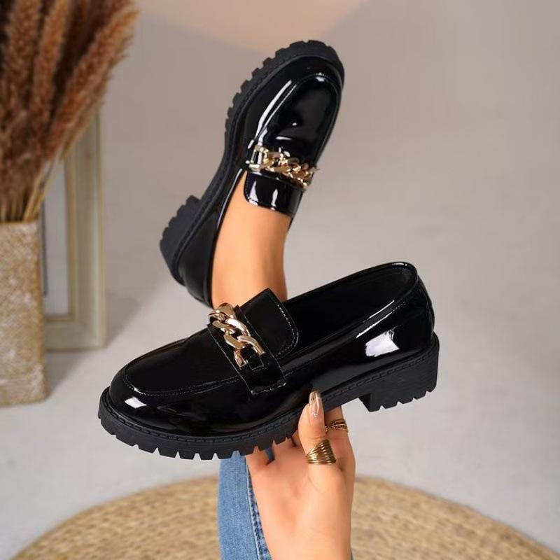 Frühling neue Damen Retro Britische JK Studentin Dicksohlige Kleine Lederschuhe Dicker Absatz