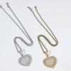 Iced Out Heart Pendant Necklace For Women Gold Plated Stainless Steel Hip Hop Jewelry