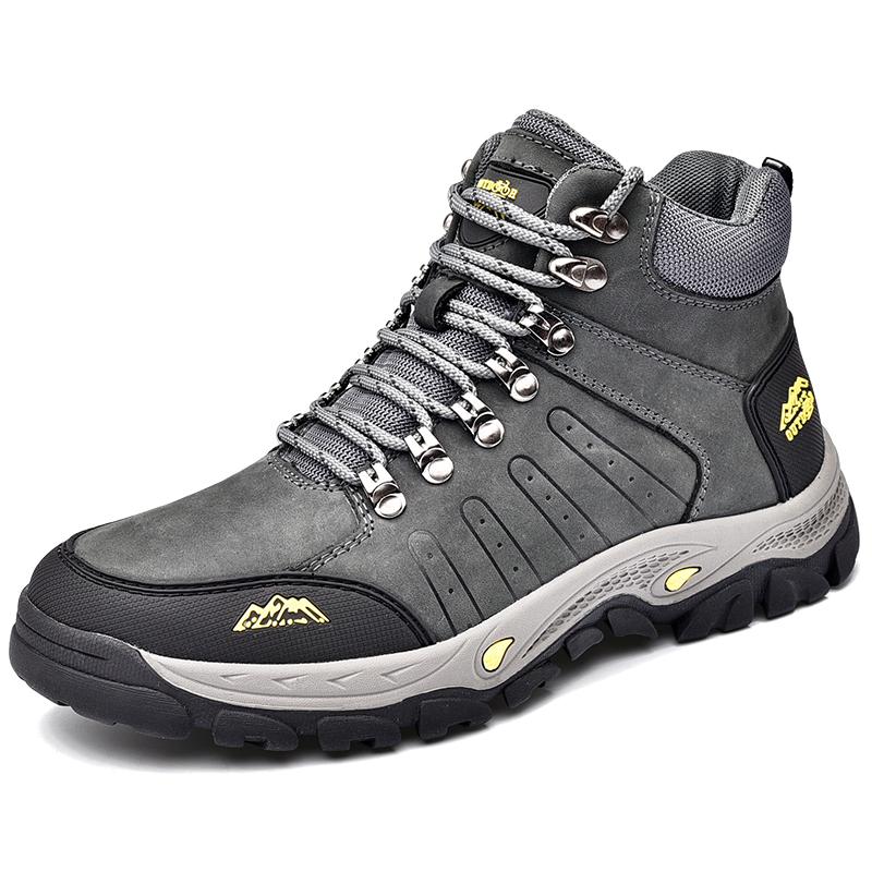 Fashion Brand Men Boots Waterproof Leather Sneakers Super Warm Men's Boots Outdoor Male Hiking Boots Work Shoes Size Camping Hunting