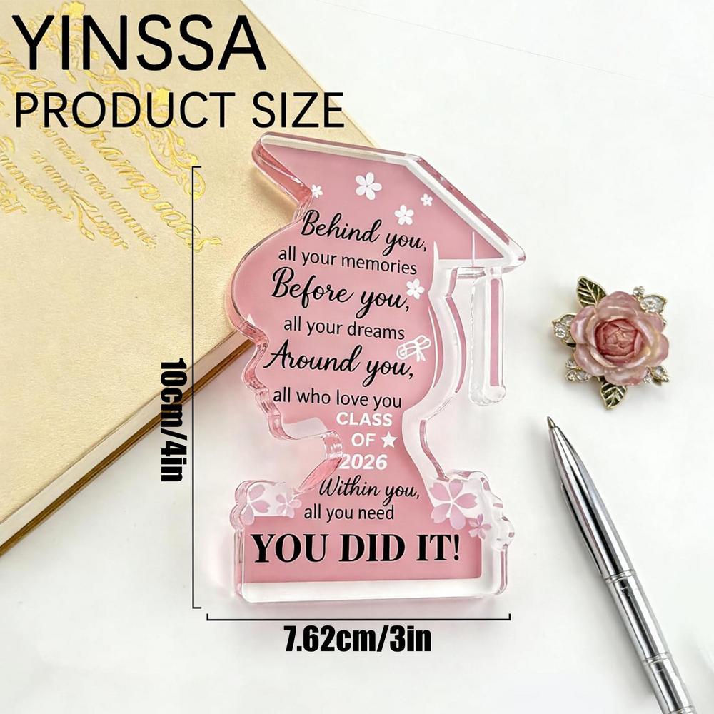 

2026 Graduation Decoration Acrylic Female Silhouette Plaque Inspiring Gift for Graduate College Student Women Keepsake for Shelf
