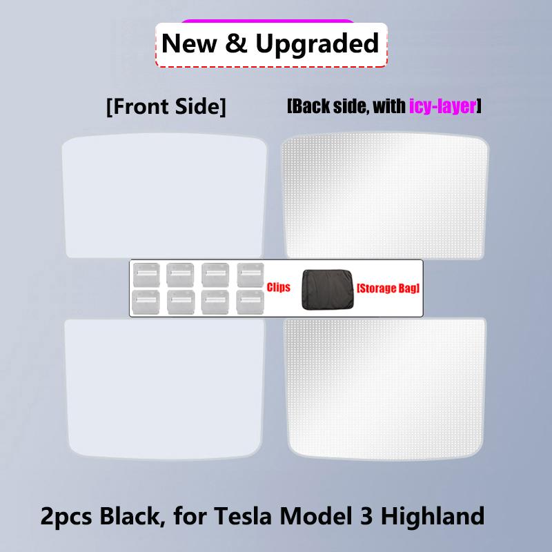 For Tesla Model Y 2025 Sun Roof Shade Model 3 Highland 2024 Glass Roof Sunshade Front Rear Window Windshield Privacy Cover Kids