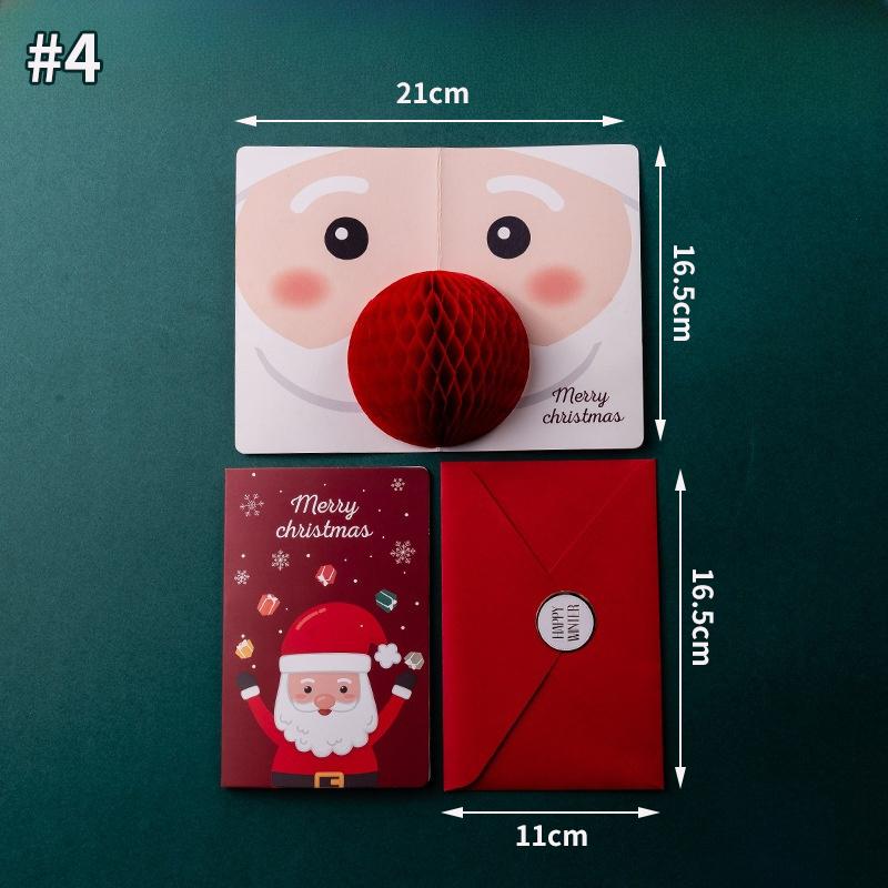 Merry Christmas Greeting Cards New Year 2025 Blessing Postcard Navidad Foldable Greeting Cards Xmas Tree Party Hanging Decor