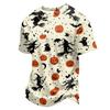 Men's Halloween Short Sleeve Henley Shirt Pumpkin and Bat Print Casual Lightweight Breathable Top for Seasonal Wear