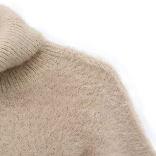 Unused AMAIL Long Sleeve Turtleneck Shaggy Knit Sweater F Beige Women Used