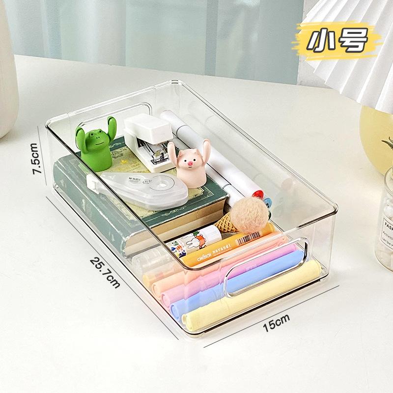 

Настольный ящик для хранения, косметика, канцелярские товары, мелочи для дома и студенческого общежития, простая и прозрачная, штабелируемая корзина для хранения