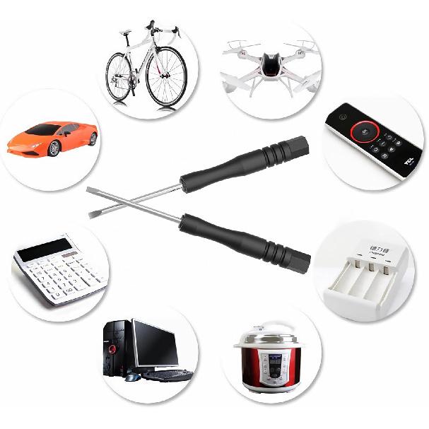 5PCS Mini Slotted Screwdriver, 2mm Flat Head for Watch Eyeglasses Electronics Toy Repair, Non-magnetic, 3.27"(83mm) Total Length (Black Handle)