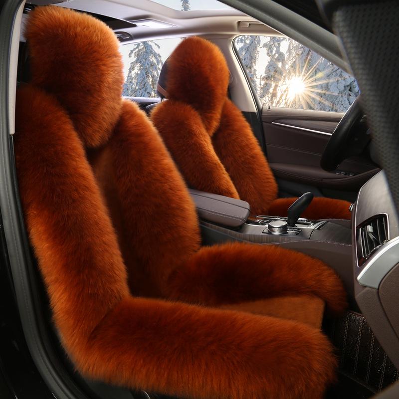 1PC New Sheepskin Fur Car Seat Cover Universal Wool Car Cushion Front Car Seat Cover Car Accessories Car Seats Car-styling Car Interior Christmas Gift
