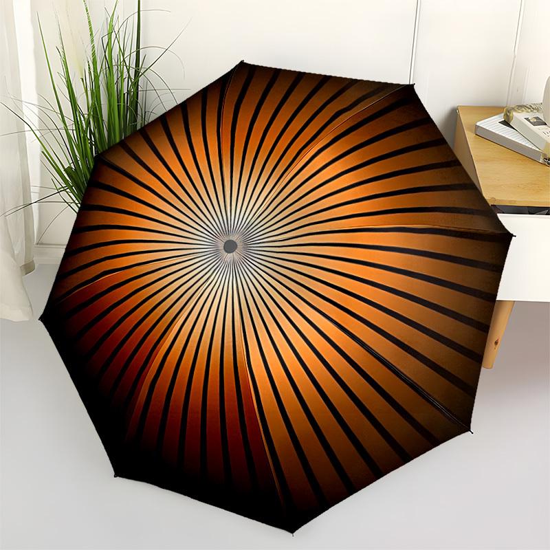 1pc Sunburst Pattern Automatic Opening and Closing Folding Umbrella with 8 Iron Ribs - Portable, Foldable for Travel yy251124046