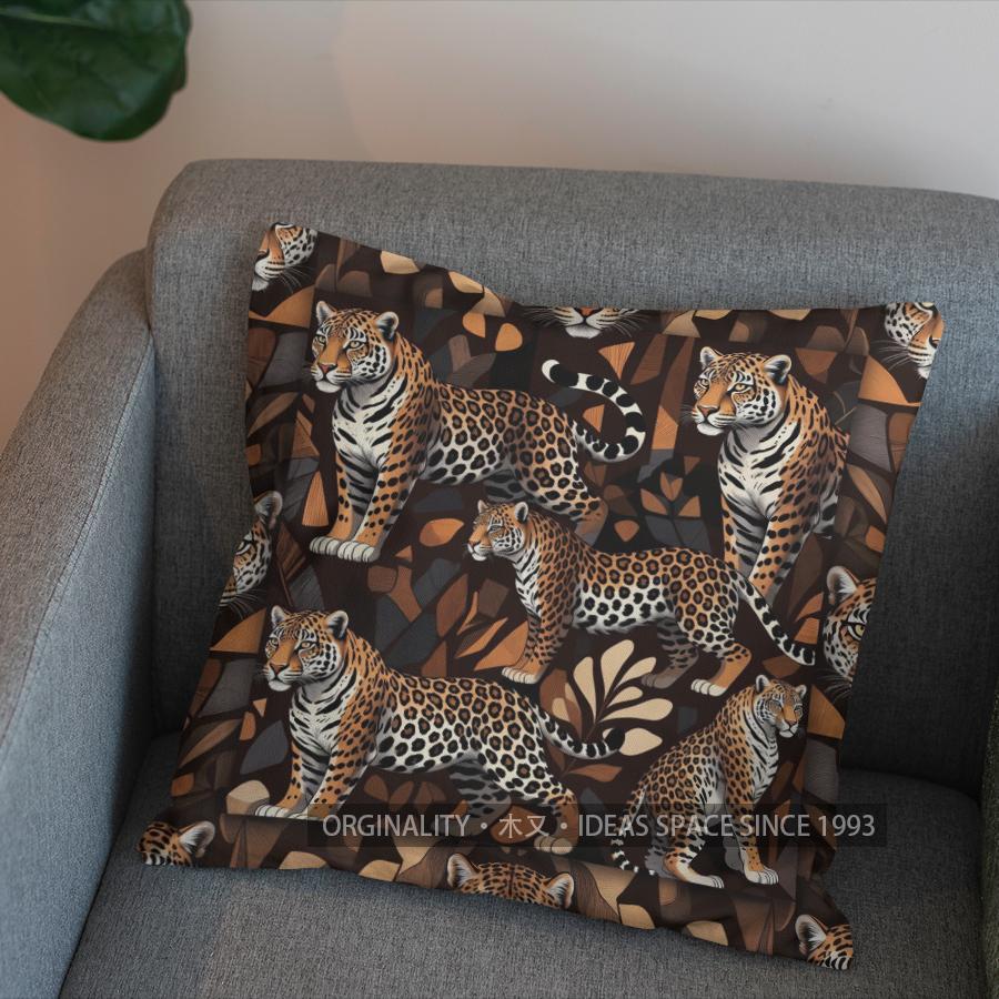 2D Colorful Leopard-Print Pillow For Decor Pattern Cushion Cover Suitable For Sofa Bedroom Car Pillow Cover