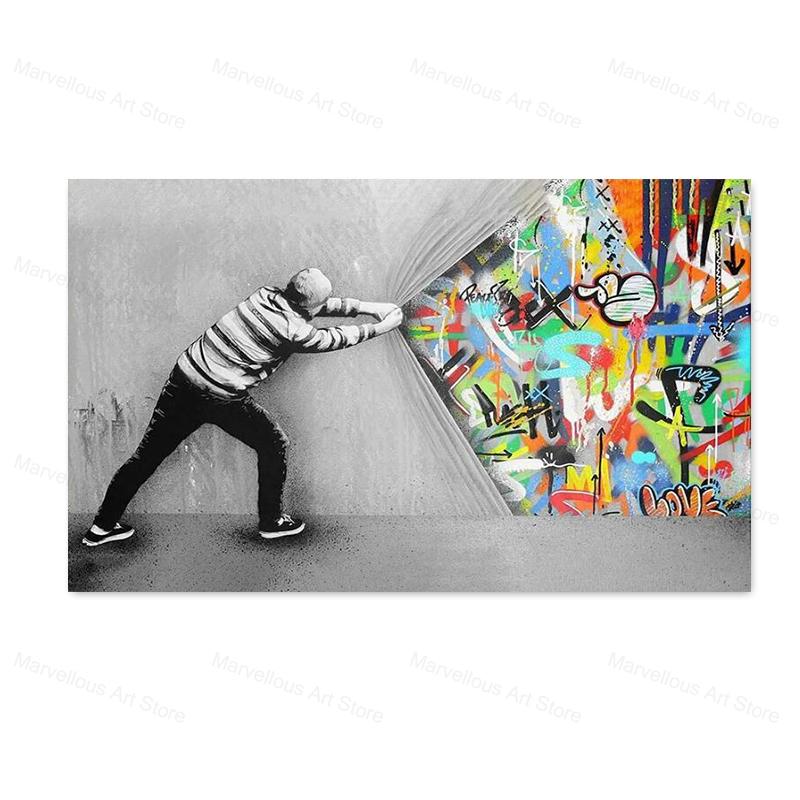 

Графіті Бенксі в стилі поп-арту для хлопчиків та дівчаток, плакати та принти на полотні, настінні картини для вітальні, прикраси для дому 70x100cm No Framed