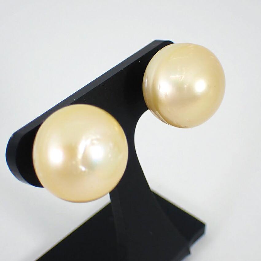 [Used] Pt900 South Sea White Pearl (Golden Pearl) Earrings/g438-63