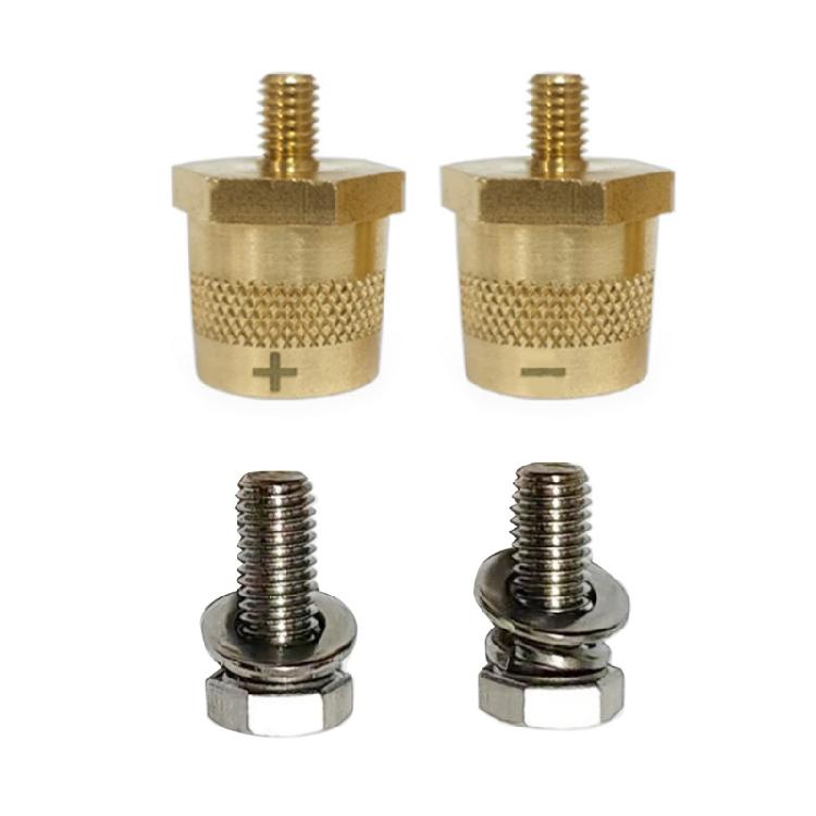 Brass Battery Terminal Pair Stainless Steel Screws Reliable Power Connections
