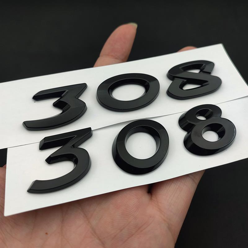 3d ABS Chrome Black Logo 308 Emblem Letters Car Trunk Badge For 308 SW T9 CC Adhesive Number Sticker Accessories