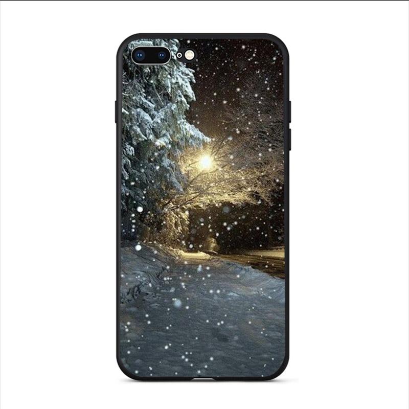 Hard  Phone Case For Iphone XS 11 Pro Max 13 12 Mini Mobile Shell SE 2020 6S 6 7 8 Plus 5S 10 X XR Winter Landscape Cover Coque