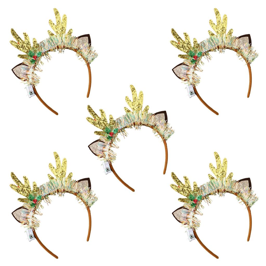 5xChristmas Glowing Hair Band Light Up Head Band Xmas Tree Hairband Creative Flashing Headwear Performances Photo Props