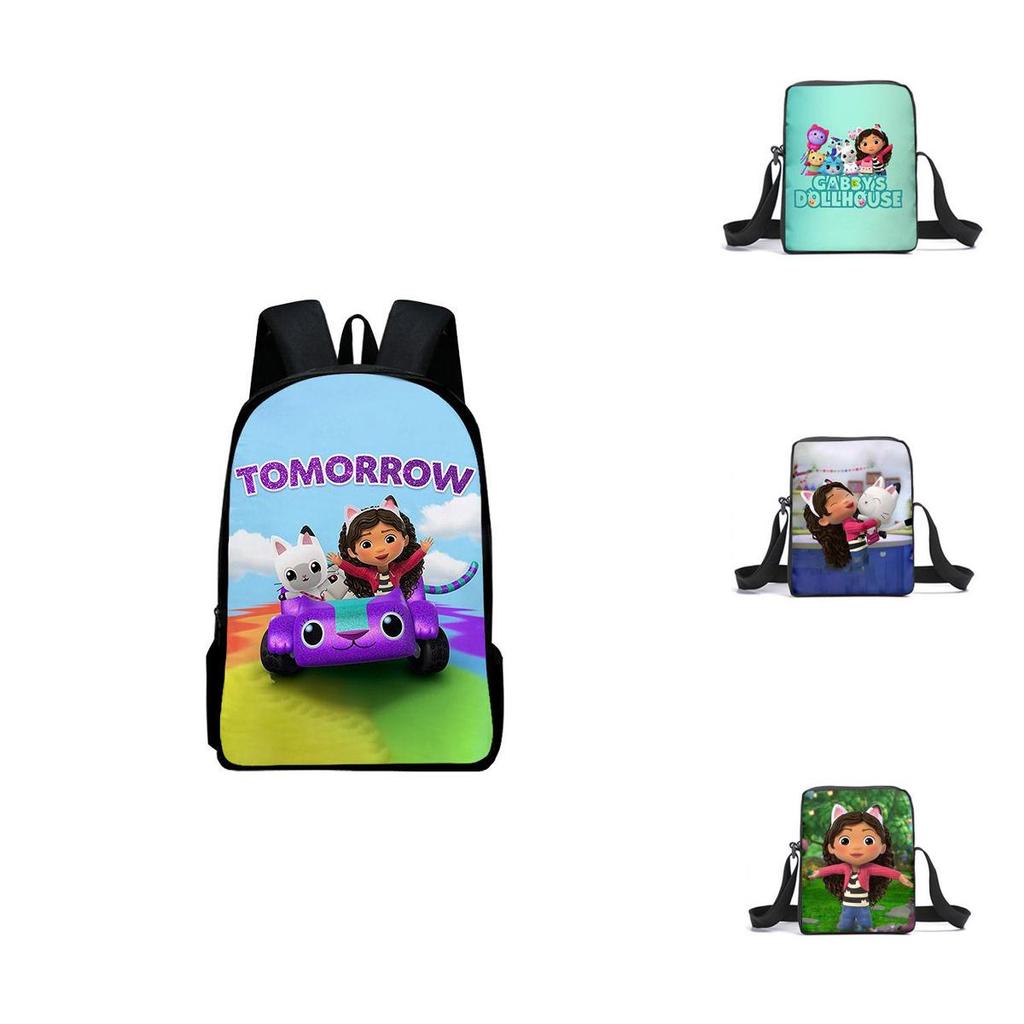 Gabby's Dollhouse Backpack Featuring Stylish Cartoon Design And Adjustable Shoulder Straps For Students