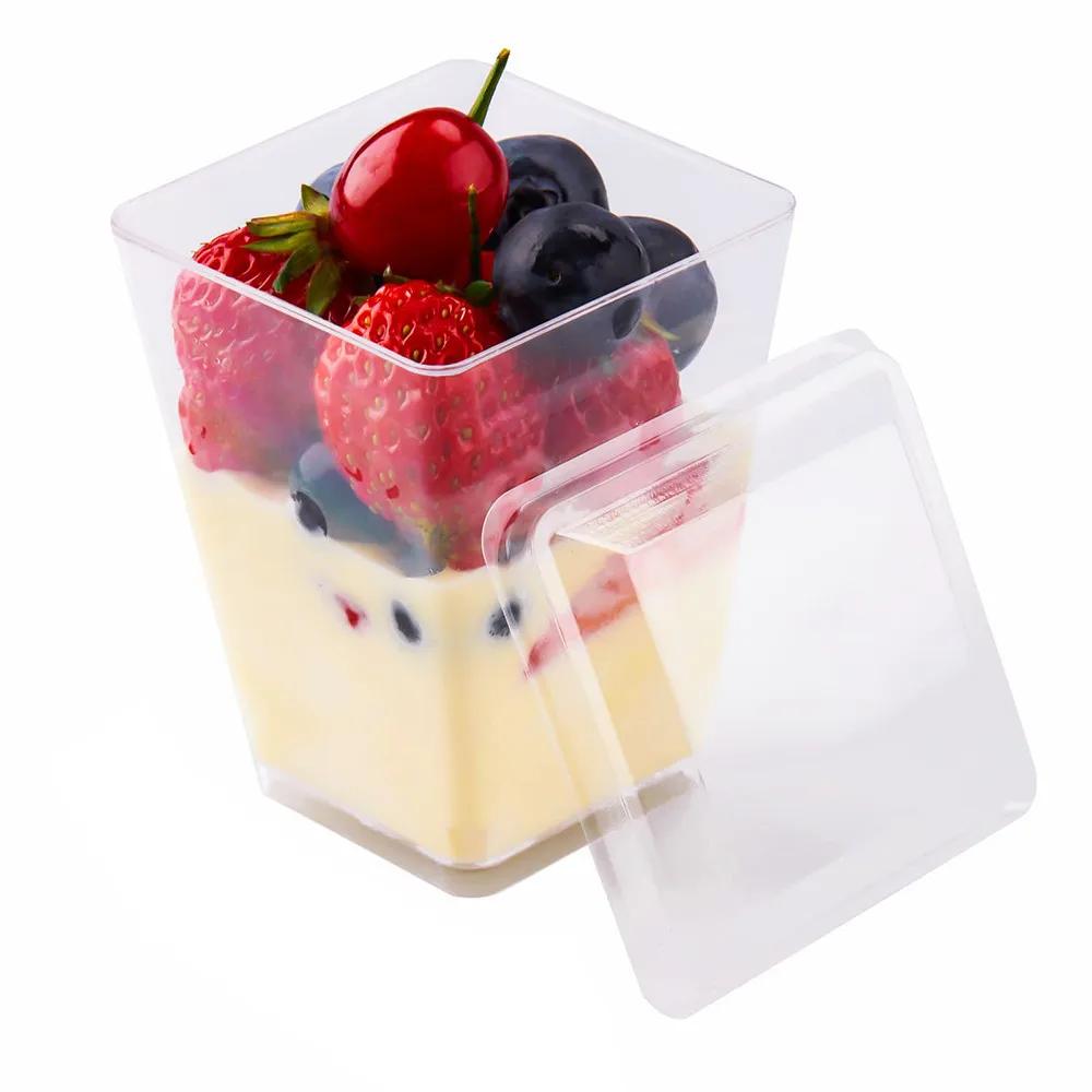 Mousse Cup, Pudding Cup, Yogurt Cup,Individual Container For Mousse Cake, Pudding And Yogurt,  Transparent with cover