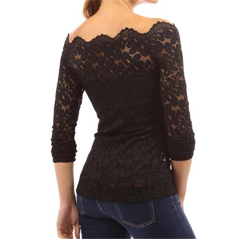 Buy Women Sexy Floral Lace Shirts Long 