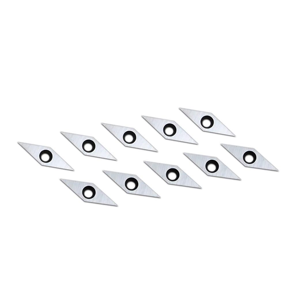 Heiß 10 Stück Hartmetall-Wendeplatten Drechseleisen mit Hartmetallspitze Ersatzklinge für Holz-Drechselbank Drehmaschine Werkzeuge 10X30mm