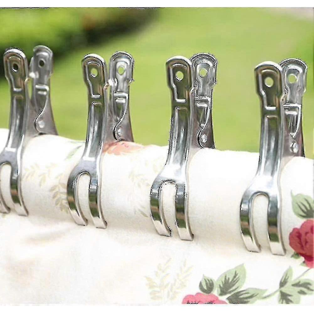 10 Pcs Large Beach Towel Pegs Clips Stainless Steel Beach Towel Pegs - PJ
