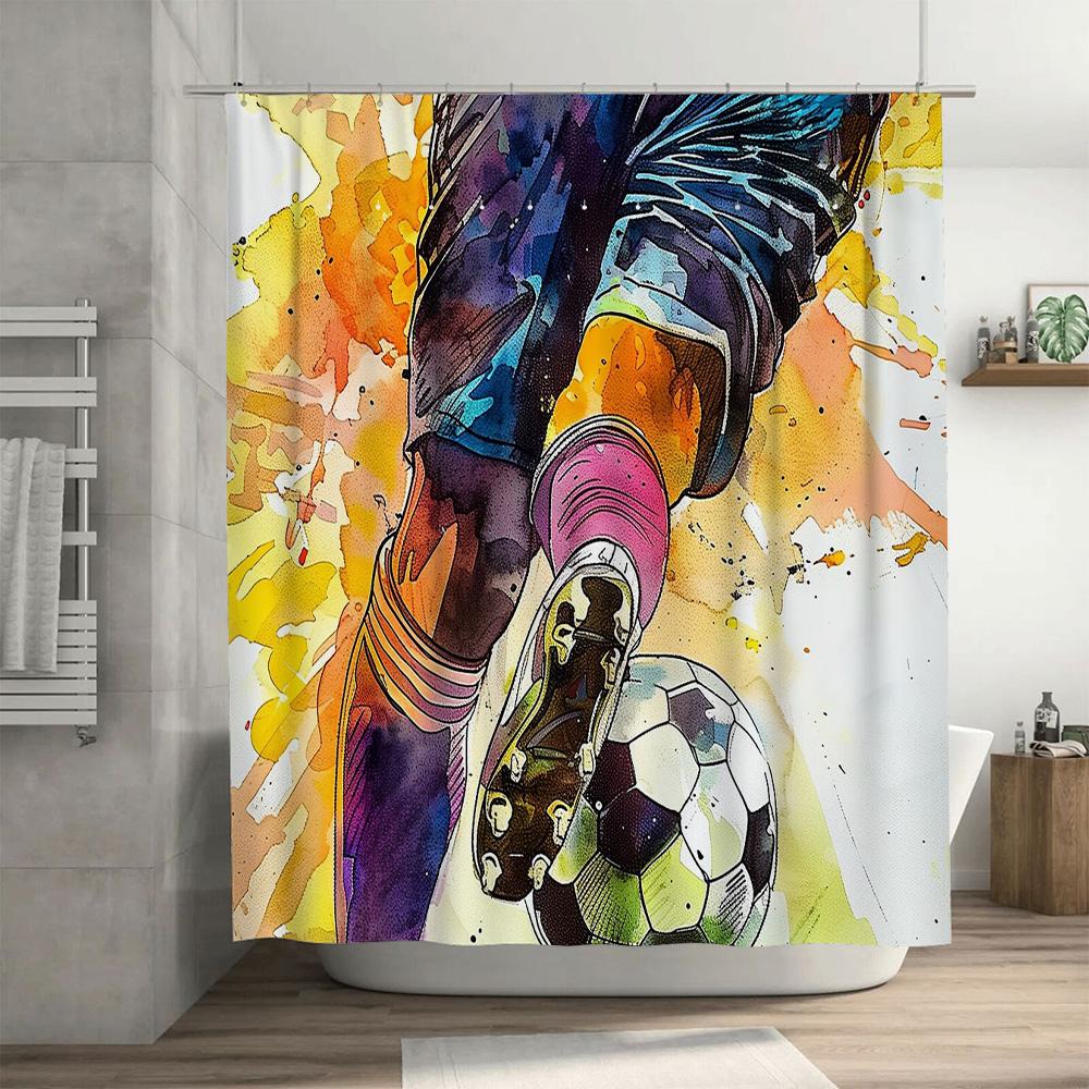 Football Shower Curtain Sports Lover Gift Waterproof Decor Modern Bath Room Art Home Textile Patterned Backdrop