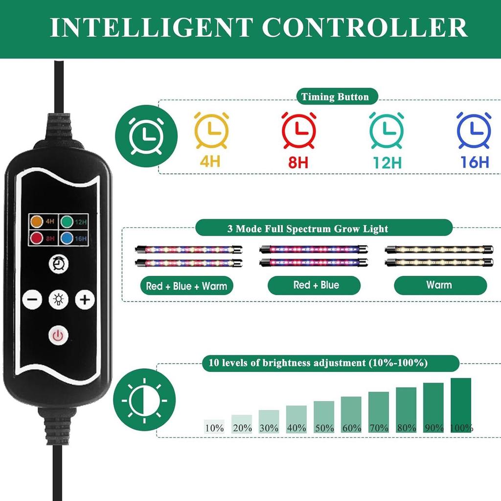 40 Cells Plant Starter Tray with LED Grow Light 3 Lighting Modes 3 Timers 5 Brightness Levels Indoor Plant Grow Kit