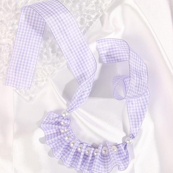 Convenient Pet Collar Faux Pearl Decoration Polyester Layout Props Adjustable Pet Bib for Kitten