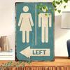 Retro Metal Tin Sign Restroom Arrow Directional, 2D Flat Wall Art, Fun Bathroom Décor, Unisex, 1pc