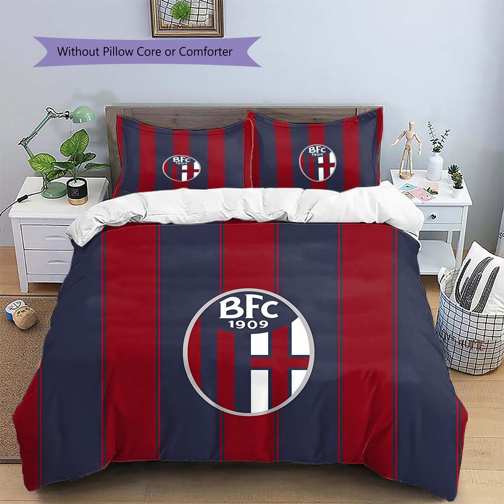 Bologna FC Pattern Bedding Quilt Set Home Decoration Gift (1 * duvet cover + 2 * pillowcase without core).xwn