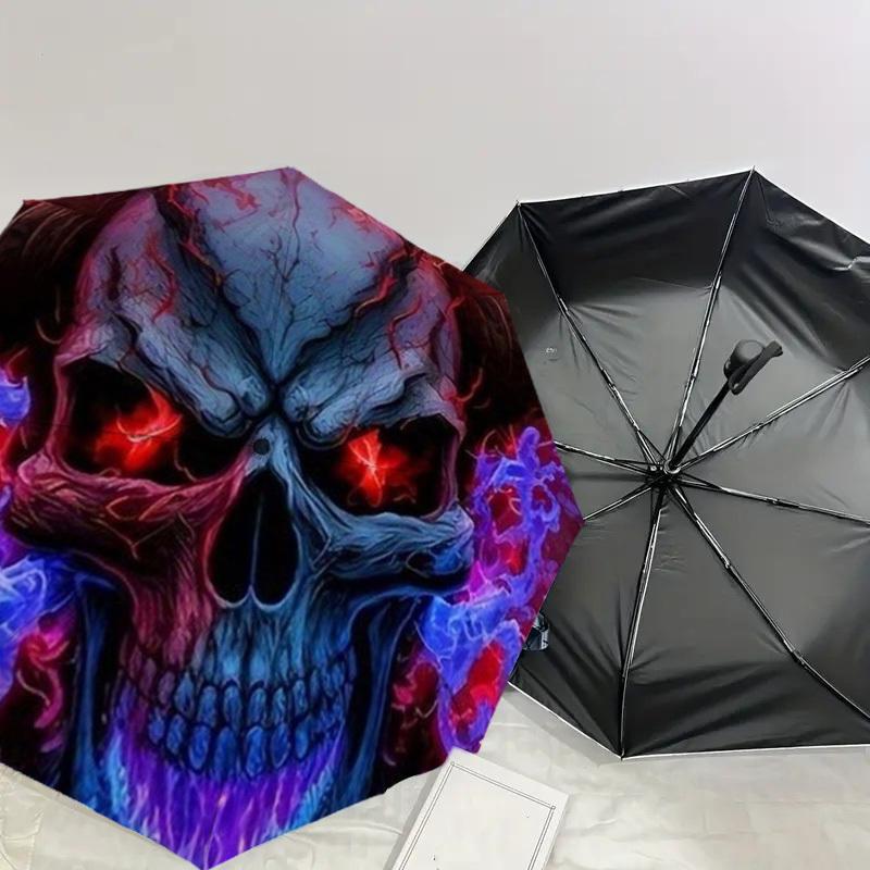 1pc Flaming Skull Artwork Umbrella with Plastic Handle,Suitable for All Seasons Home Travel Outdoor UmbrellaDD141