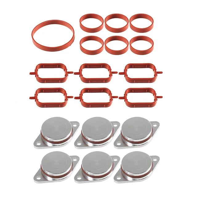 6PCS 22mm/33mm Swirl Flap Blanking Plates with Intake Manifold Gasket Seal For BMW M47 M57 E39 E87 E46 E90 E39 E60 X3 6 Cylinder