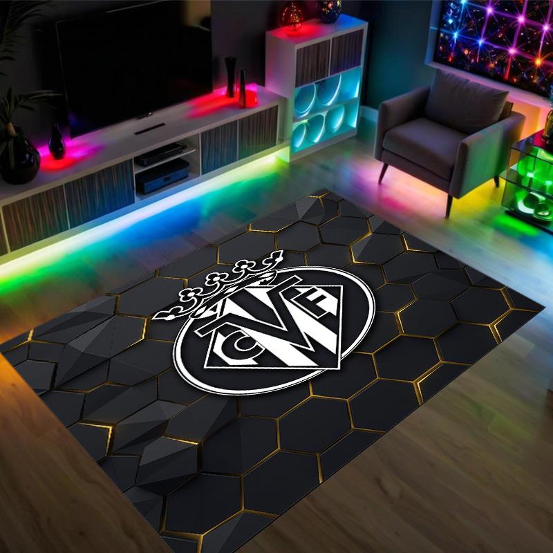 Villarreal FC Design Crystal Velvet Carpet Cozy Non?Slip Printed Rug For Bedroom Living Room Entrance