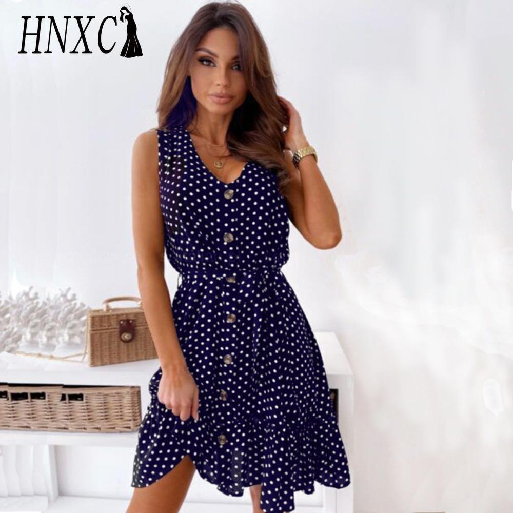 

HNXC Платье с оборкой по подолу Дышащее Женское Повседневное V-образный вырез Праздничное Свободное Платье XXL темно-синий