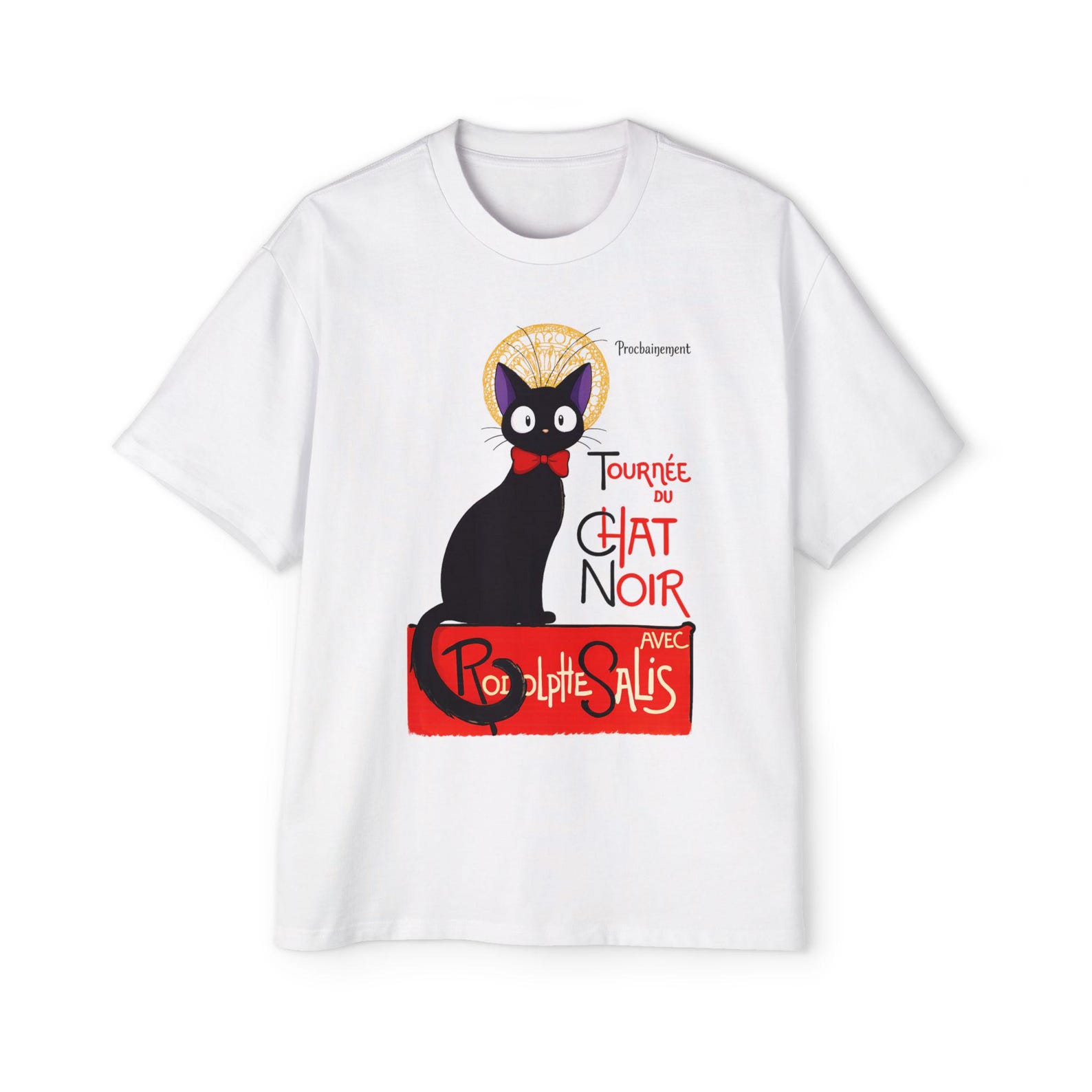 Black Cat Tournee Du Chat Noir Poster Tee | Vintage Japanese Anime Style T-Shirt M