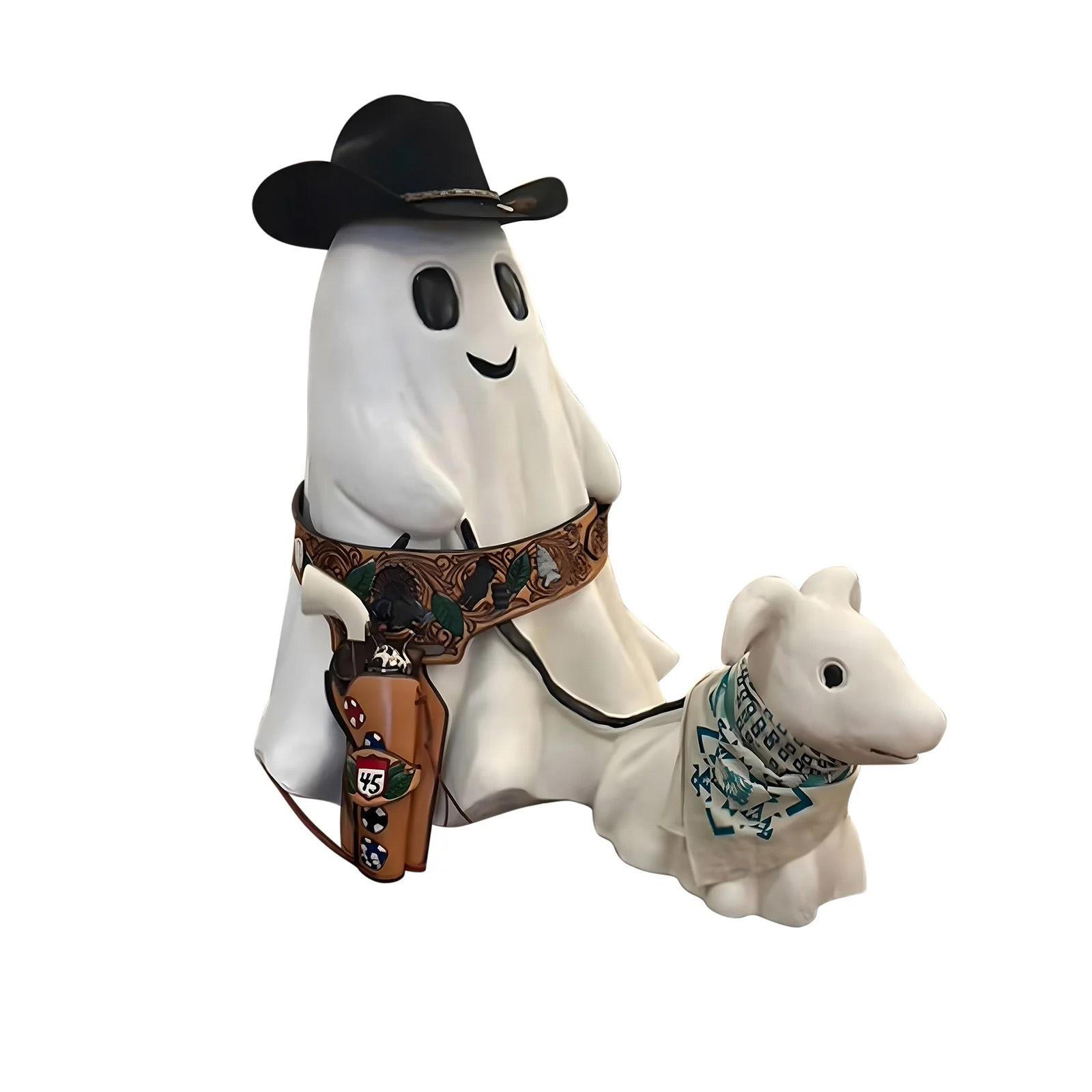 

Halloween Cute Cowboy Ghosts Dog Walking Decoration Ornament One Size