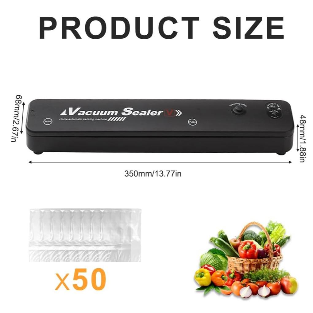 Vacuum Sealer Machine One-touch Automatic Food Vacuum Sealer Machine with 10 Vacuum Sealer Bags for Food