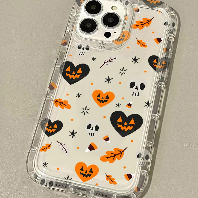 13 Halloween Pink Pumpkin Ghost Case For iPhone 16E 15 14 12 11 Pro Max XS X XR 8 7 Plus SE Shockproof Clear TPU Bac Cover