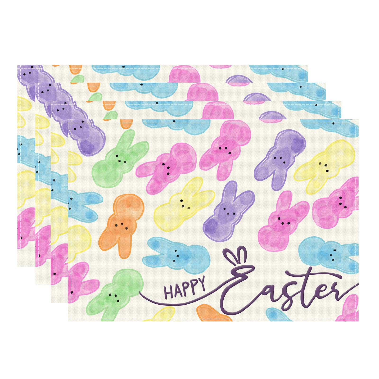 

Colorful Watercolor Cute Bunny Rabbits Easter Placemats Set of 4 Table Mats for Masquerade Party Home Kitchen Dining Table Decorations 12x18 Inch Placemats Set of 4 （12x18 Inch）